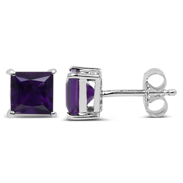 2.00 Carat Genuine Amethyst .925 Sterling Silver Earrings