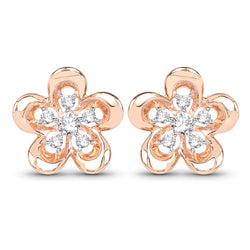 0.27 Carat Genuine White Diamond 14K Rose Gold Earrings (G-H Color, SI1-SI2 Clarity)