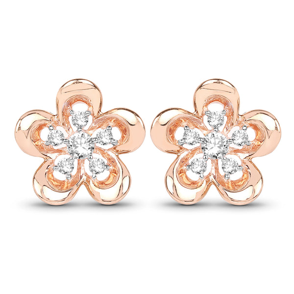 0.27 Carat Genuine White Diamond 14K Rose Gold Earrings (G-H Color, SI1-SI2 Clarity)