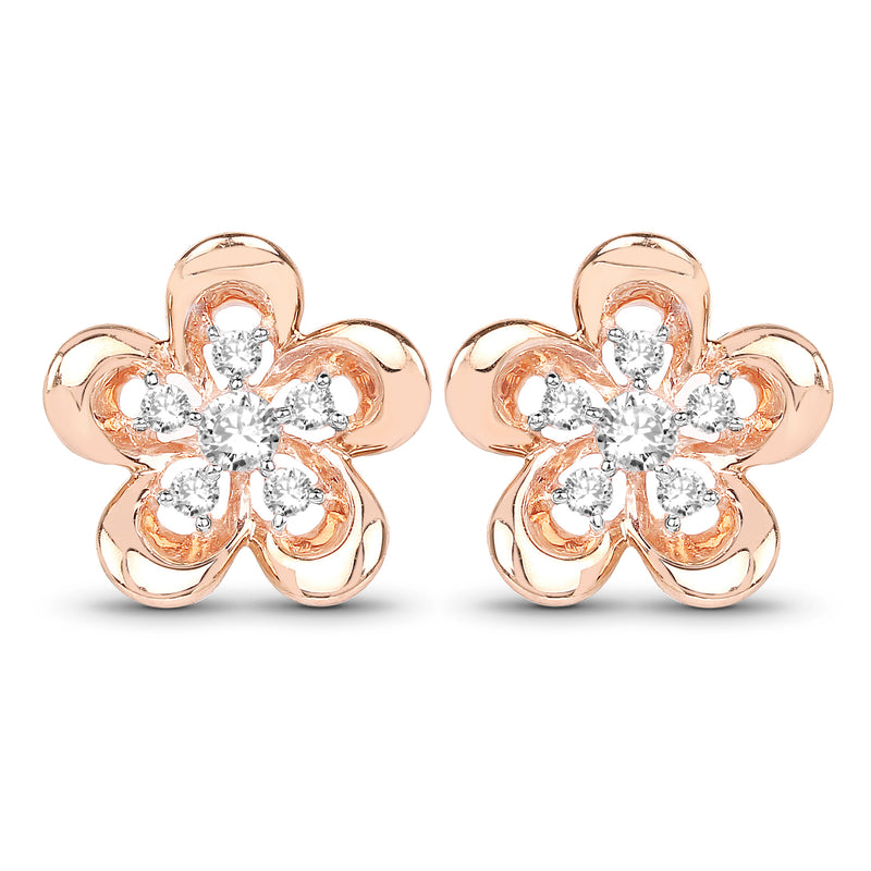 0.27 Carat Genuine White Diamond 14K Rose Gold Earrings (G-H Color, SI1-SI2 Clarity)