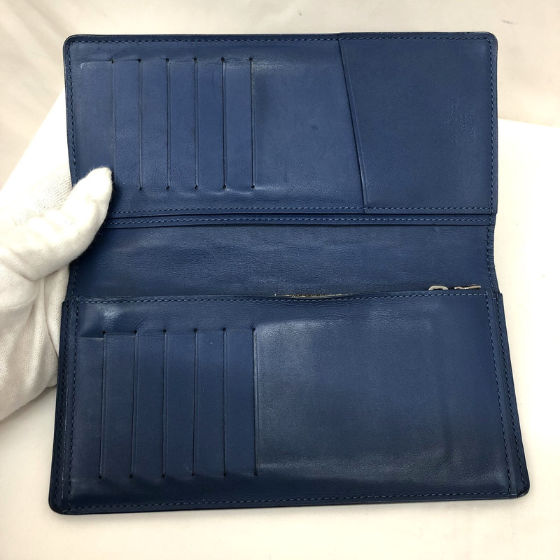 LOUIS VUITTON Long Bi-Fold Wallet N63205 Portofeuil Braza Damier Amphini Blue Mens
