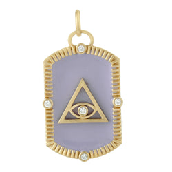 Natural Diamond Evil Eye Charm Pendant 18k Yellow Gold Fine Jewelry ct