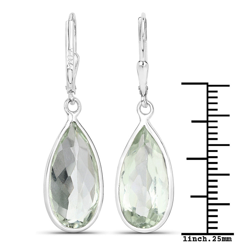 9.00 Carat Genuine Green Amethyst .925 Sterling Silver Earrings