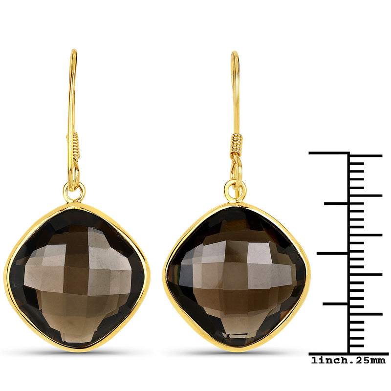 22.80 Carat Genuine Smoky Quartz .925 Sterling Silver Earrings