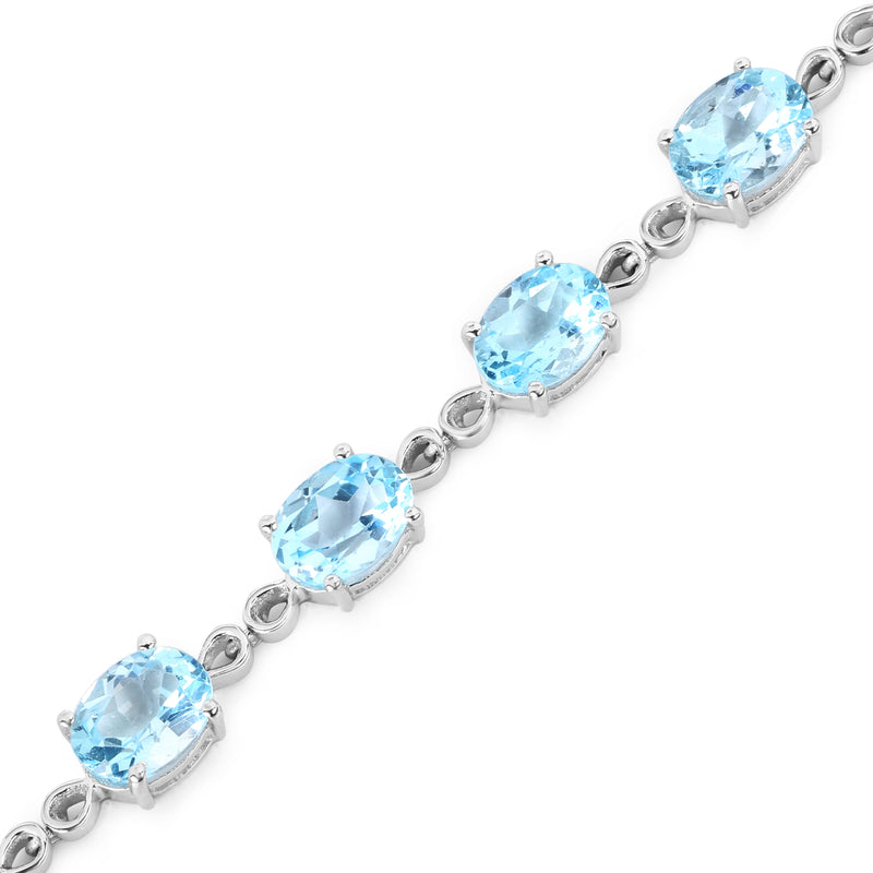 19.20 Carat Genuine Blue Topaz .925 Sterling Silver Bracelet