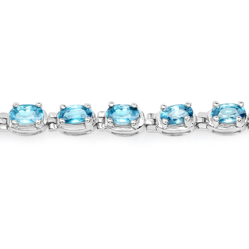 7.92 Carat Genuine Blue Zircon .925 Sterling Silver Bracelet