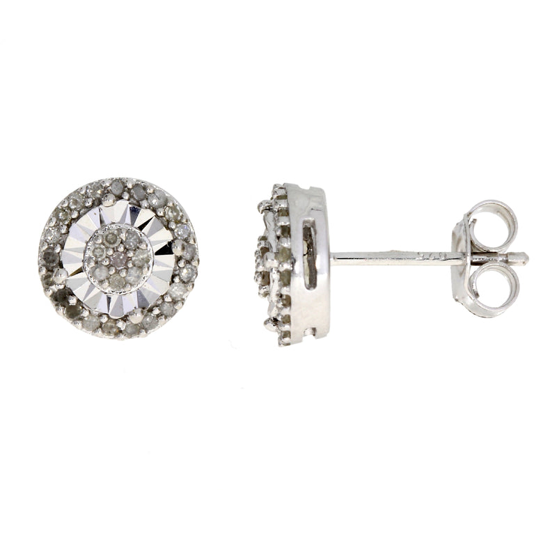 Natural .25ct Diamond Stud Earrings Sterling Silver