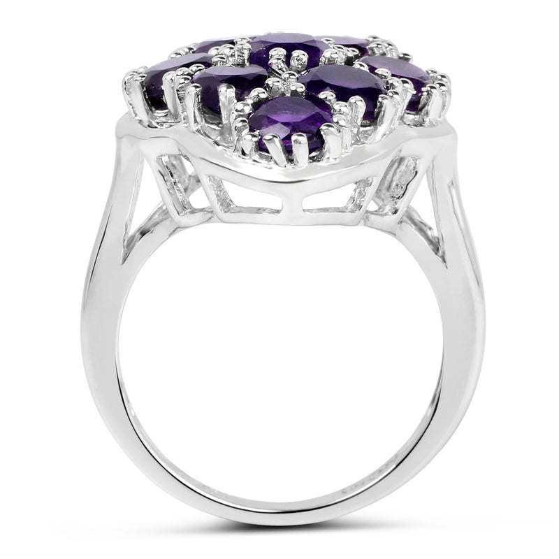 4.05 Carat Genuine Amethyst .925 Sterling Silver Ring