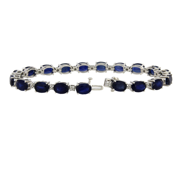 Sapphire Diamond Tennis Bracelet 18KT White Gold