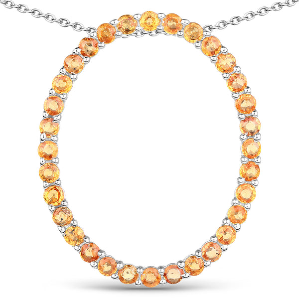 2.88 Carat Genuine Orange Sapphire .925 Sterling Silver Pendant