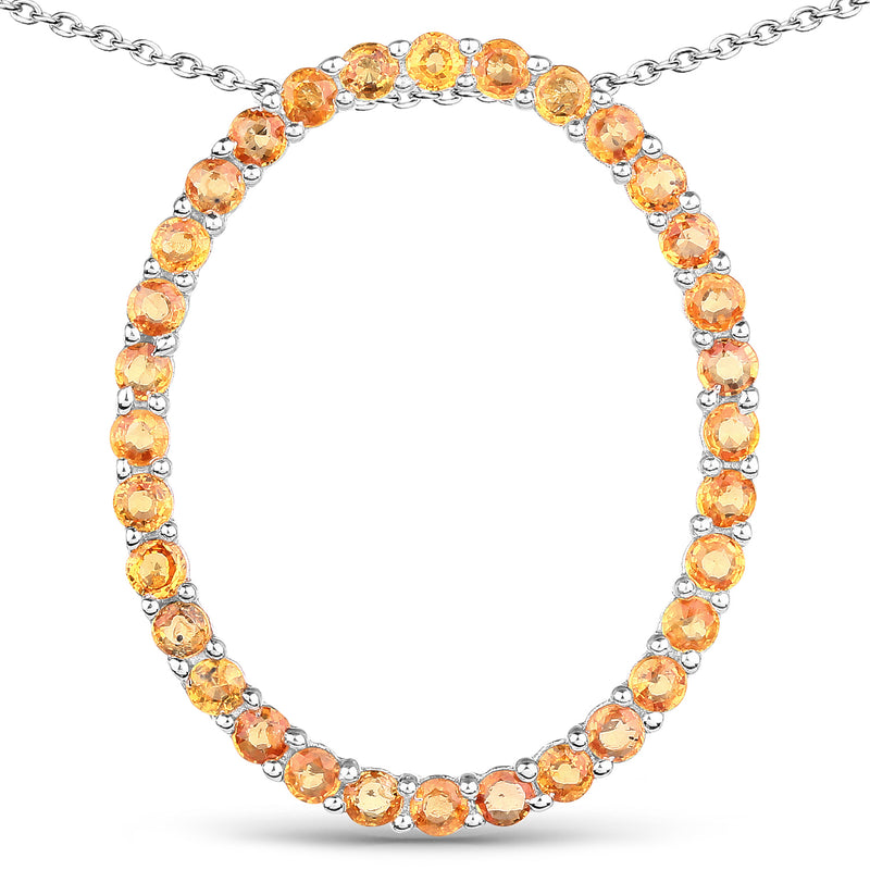 2.88 Carat Genuine Orange Sapphire .925 Sterling Silver Pendant