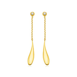 14k Yellow Gold Teardrop Earrings with Diamonds