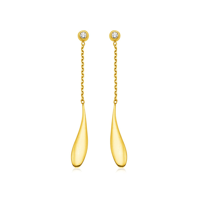 14k Yellow Gold Teardrop Earrings with Diamonds