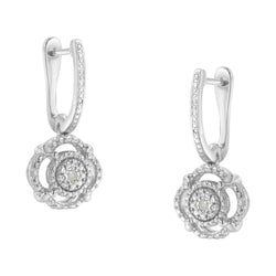 .925 Sterling Silver Miracle-Set Diamond Accent Drop and Dangle Earrings (I-J Color, I3 Clarity)