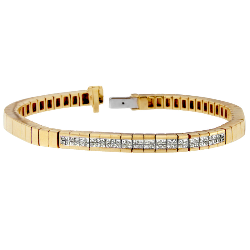 14K Yellow Gold Princess-Cut Diamond Banded Bracelet (1.10 cttw, G-H Color, SI1-SI2 Clarity)