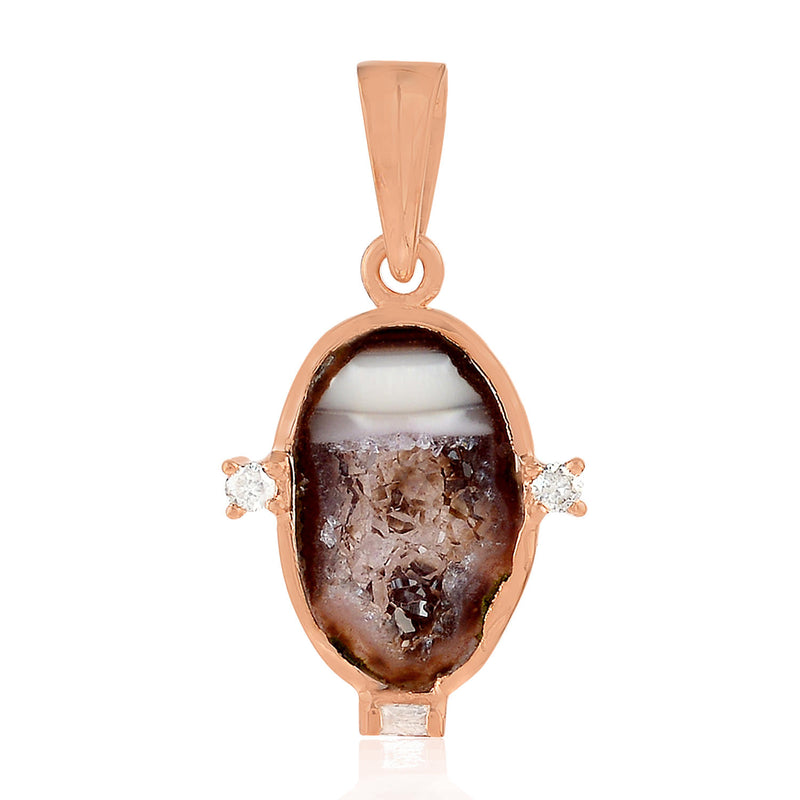 Gemstone Diamond 18K Gold Uneven Antique Pendant Jewelry
