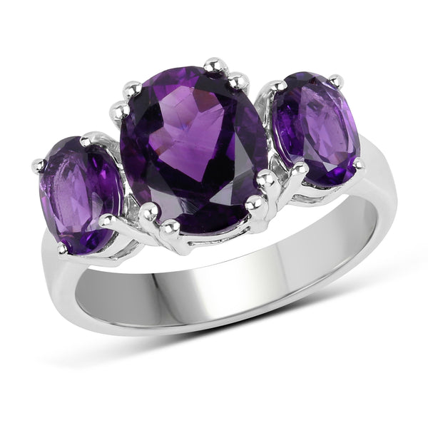 3.80 Carat Genuine Amethyst .925 Sterling Silver Ring