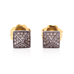 0.57 ct Pave Diamond 18kt Solid Gold .925 Sterling Silver Stud Earrings Jewelry