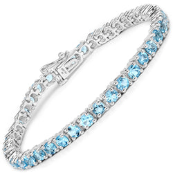 8.40 Carat Genuine Swiss Blue Topaz .925 Sterling Silver Bracelet