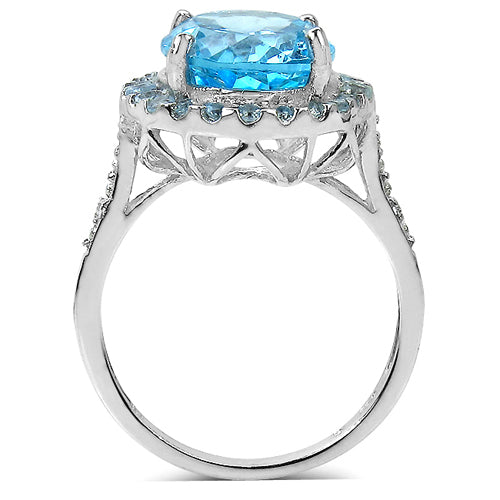 5.90 ct. t.w. Blue Topaz and White Topaz Ring in Sterling Silver