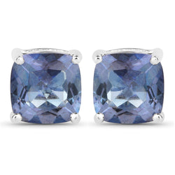 4.20cttw Royal Blue Mystic Quartz .925 Sterling Silver Earrings