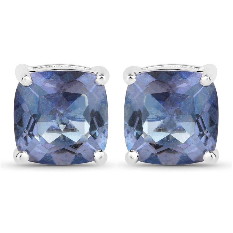 4.20cttw Royal Blue Mystic Quartz .925 Sterling Silver Earrings