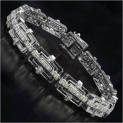 14K White Gold Plated 0.96 Carat Genuine White Diamond .925 Sterling Silver Bracelet