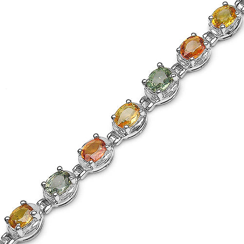 8.41 Carat Genuine Multi Stone .925 Sterling Silver Bracelet