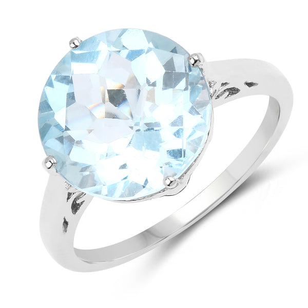 6.50 Carat Genuine Blue Topaz .925 Sterling Silver Ring