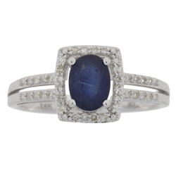 Natural 1.18ct Sapphire Diamond Ring 14KT White Gold