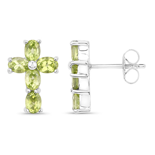 1.70 Carat Genuine Peridot .925 Sterling Silver Earrings