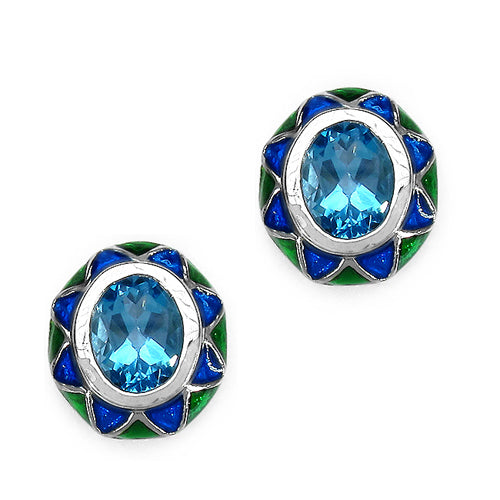 3.20 Carat Genuine Blue Topaz .925 Sterling Silver Earrings