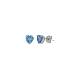 Natural Blue Topaz Stud Earrings Sterling Silver