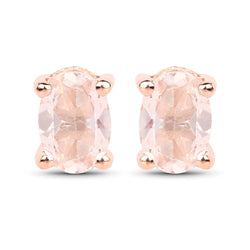 14K Rose Gold Plated 0.80 Carat Genuine Morganite .925 Sterling Silver Earrings