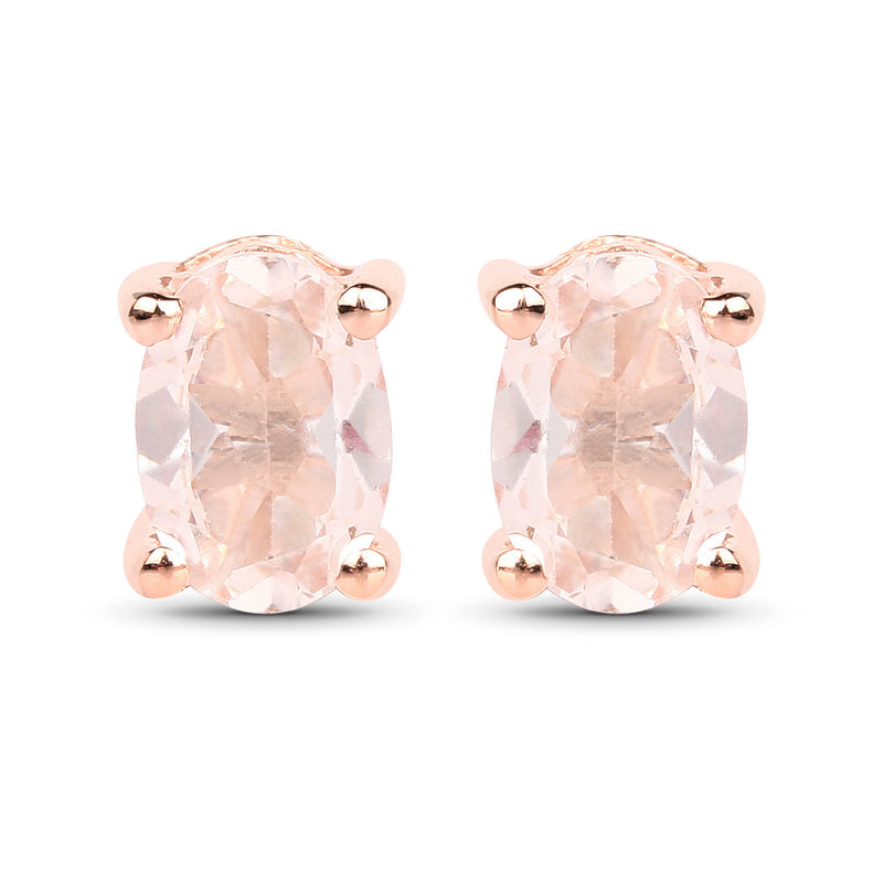 14K Rose Gold Plated 0.80 Carat Genuine Morganite .925 Sterling Silver Earrings