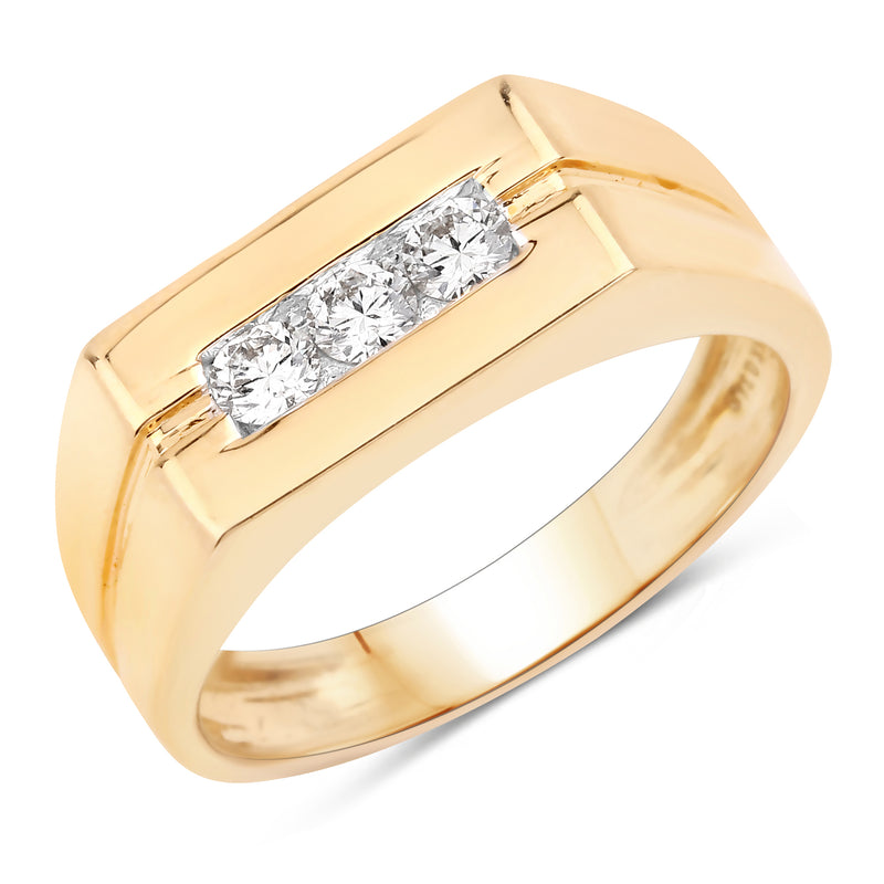 0.34 Carat Genuine White Diamond 14K Yellow Gold Ring (F-G Color, SI Clarity)