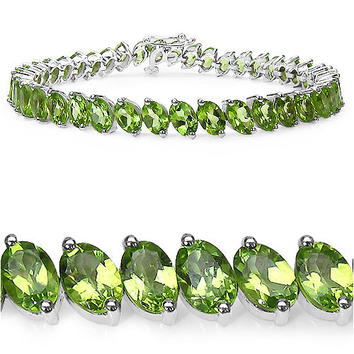 19.35 Carat Genuine Peridot .925 Sterling Silver Bracelet