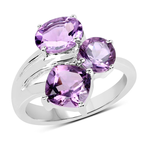 2.93 Carat Genuine Amethyst .925 Sterling Silver Ring