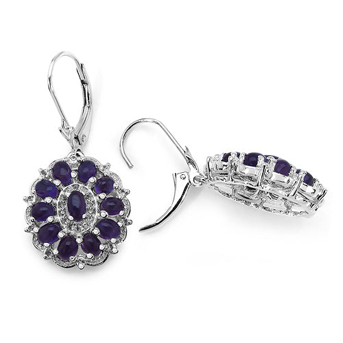 6.10 Carat Genuine Amethyst & White Topaz .925 Sterling Silver Earrings