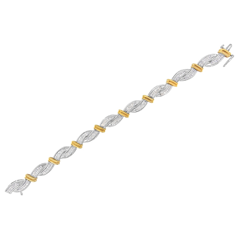 14K Two-Toned Princess-cut Diamond Bracelet (4 cttw, H-I Color, SI2-I1 Clarity)