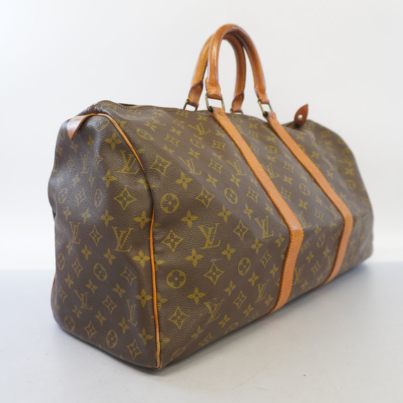Auth Louis Vuitton Monogram Keepol 50 M41426 MenWomenUnisex Boston BagHandbag