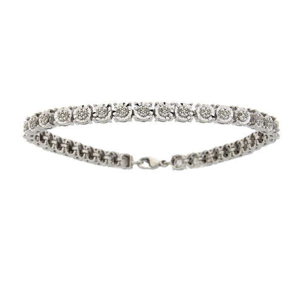 Natural .25ct Diamond Tennis Bracelet Sterling Silver