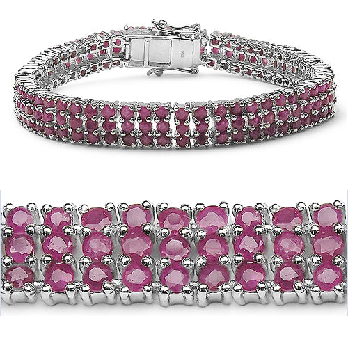 14.10 Carat Genuine Ruby Sterling Silver Bracelet