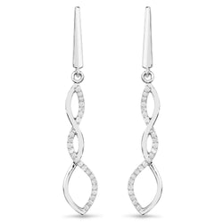 0.41 Carat Genuine White Diamond .925 Sterling Silver Earrings