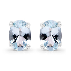 1.50 Carat Genuine Aquamarine .925 Sterling Silver Earrings