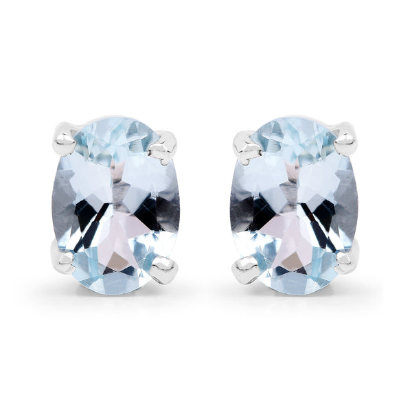 1.50 Carat Genuine Aquamarine .925 Sterling Silver Earrings