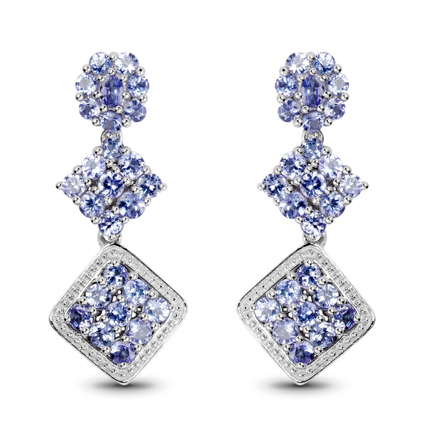 4.92 Carat Genuine Tanzanite .925 Sterling Silver Earrings