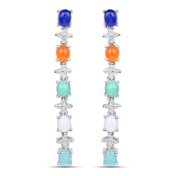 4.40 Carat Genuine Multi Stone .925 Sterling Silver Earrings