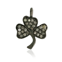 Floral Charm Pendant Pave Diamond 925 Sterling Silver Women Jewelry