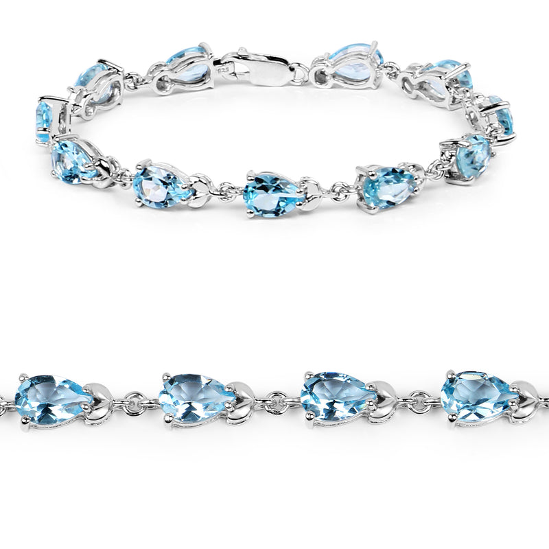 14.30 Carat Genuine Blue Topaz .925 Sterling Silver Bracelet